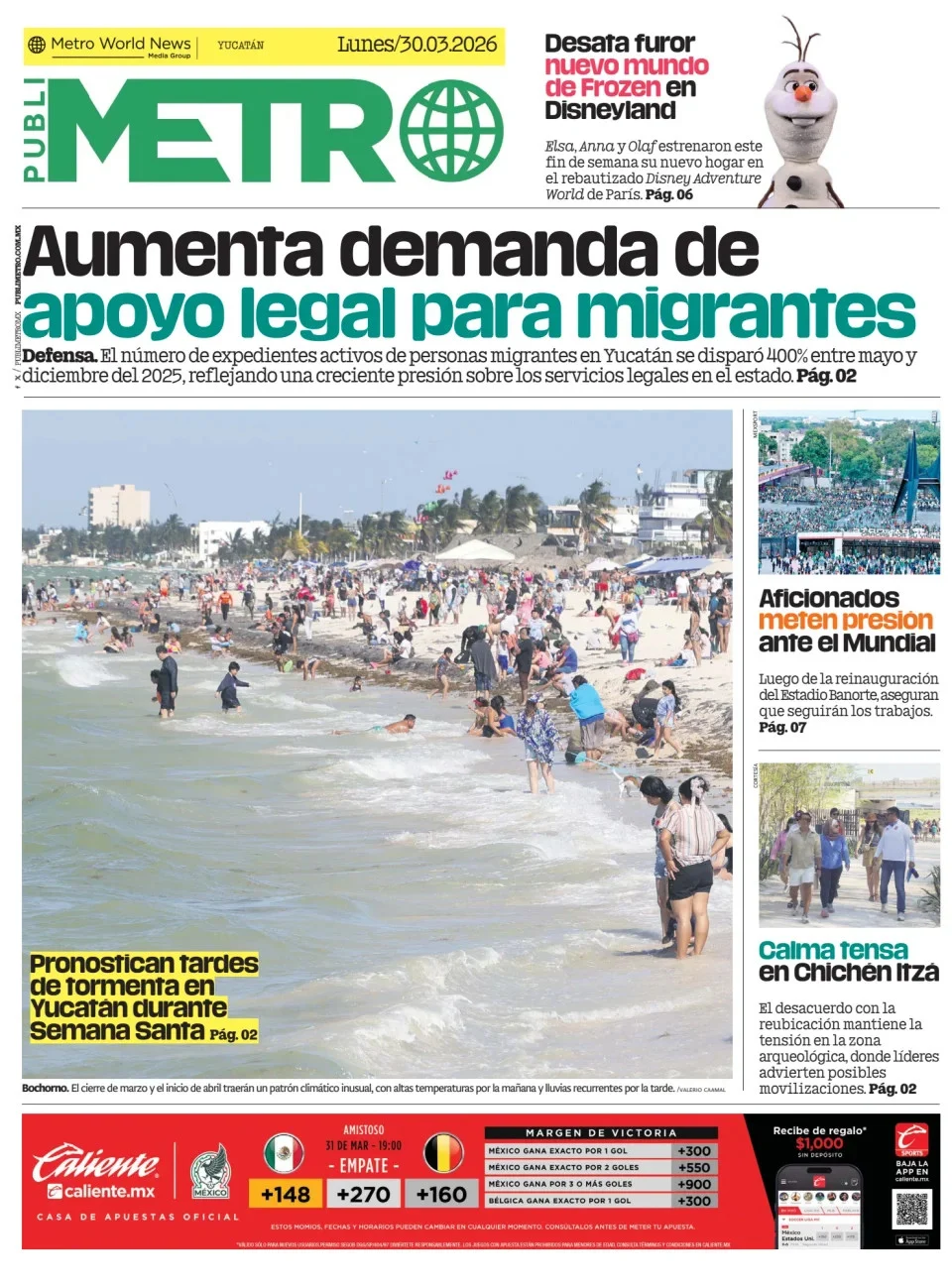 Portada de Publimetro Merida del lunes, 30 de marzo de 2026