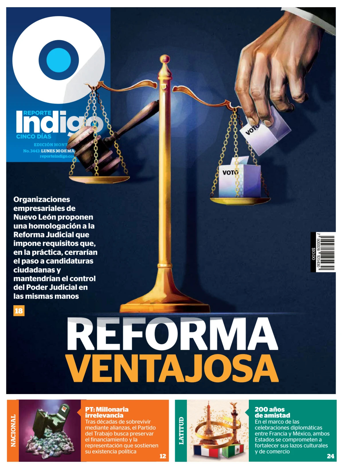 Portada de Reporte Indigo Monterrey del lunes, 30 de marzo de 2026