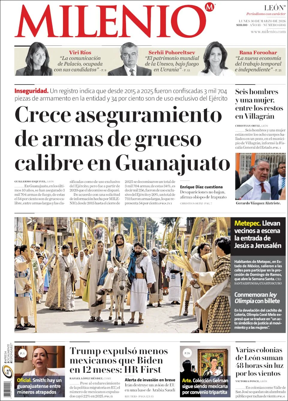 Portada de Milenio Leon del lunes, 30 de marzo de 2026