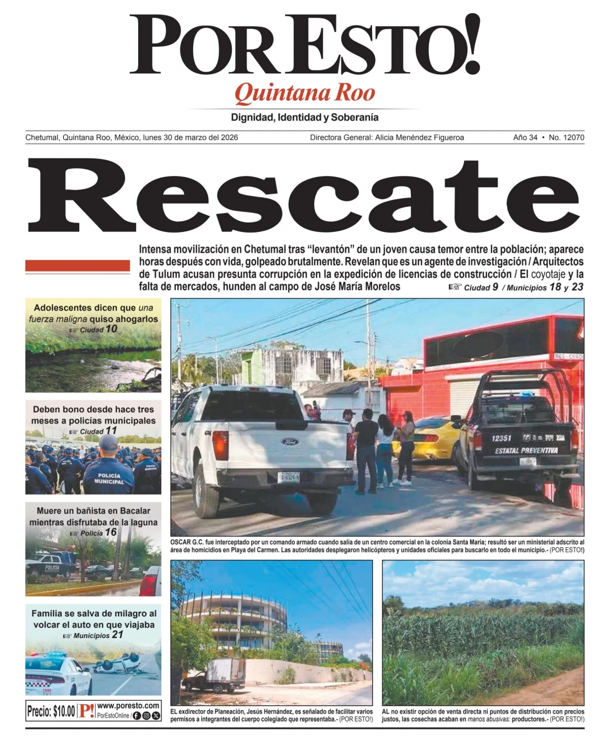 Portada de Por Esto (quintana Roo Chetumal)