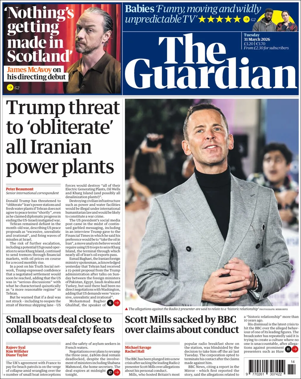 Portada de The Guardian (reino Unido) del 2026-03-31
