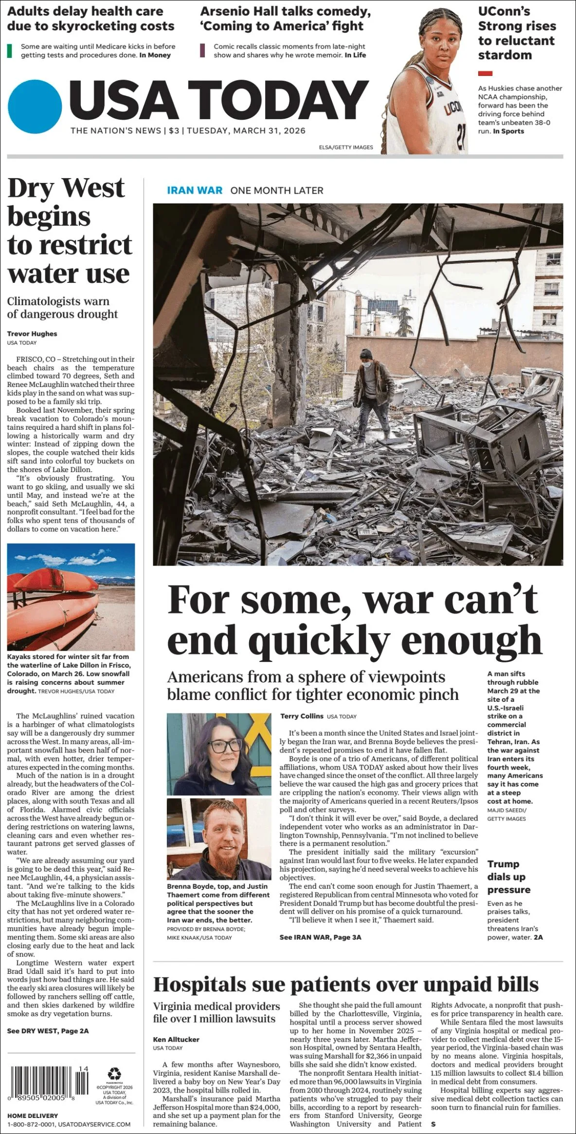 Portada de Usa Today