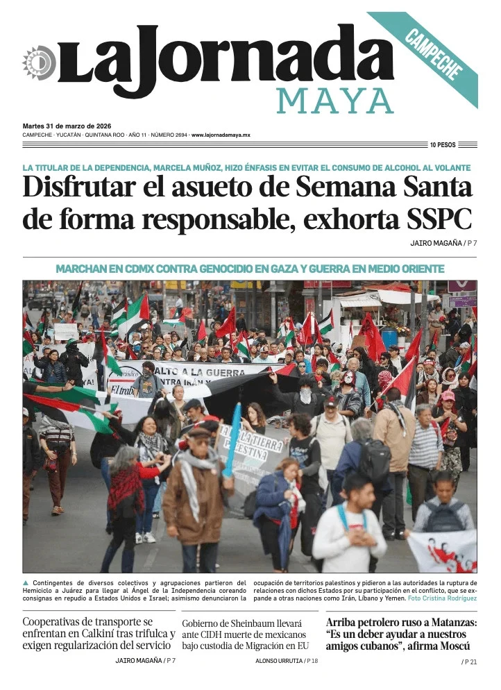 Portada de La Jornada Maya Campeche del martes, 31 de marzo de 2026