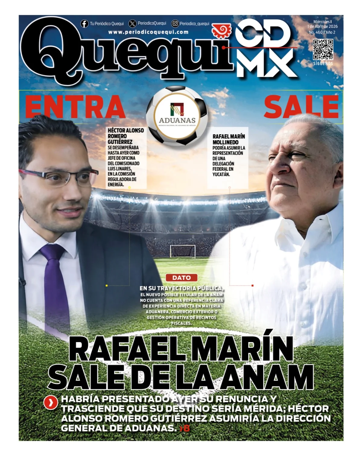 Portada de Quequi CDMX del miércoles, 1 de abril de 2026