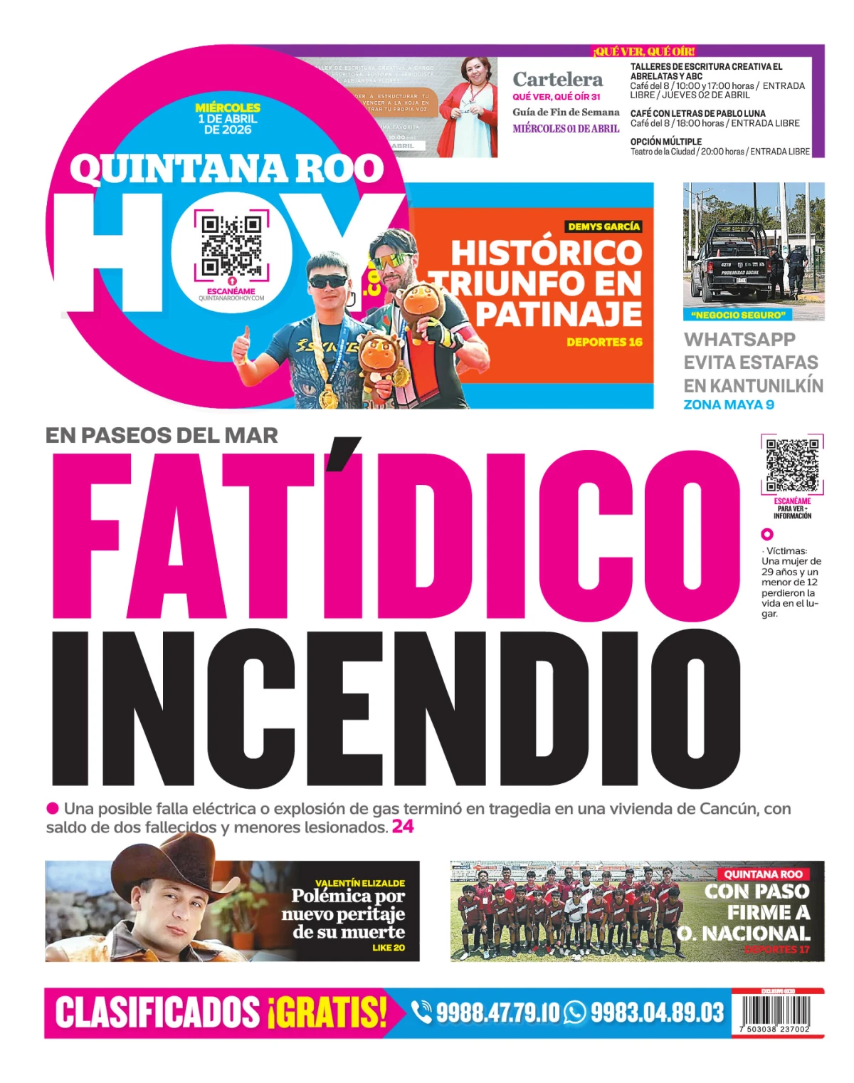 Portada de Quintana Roo Hoy (contraportada)