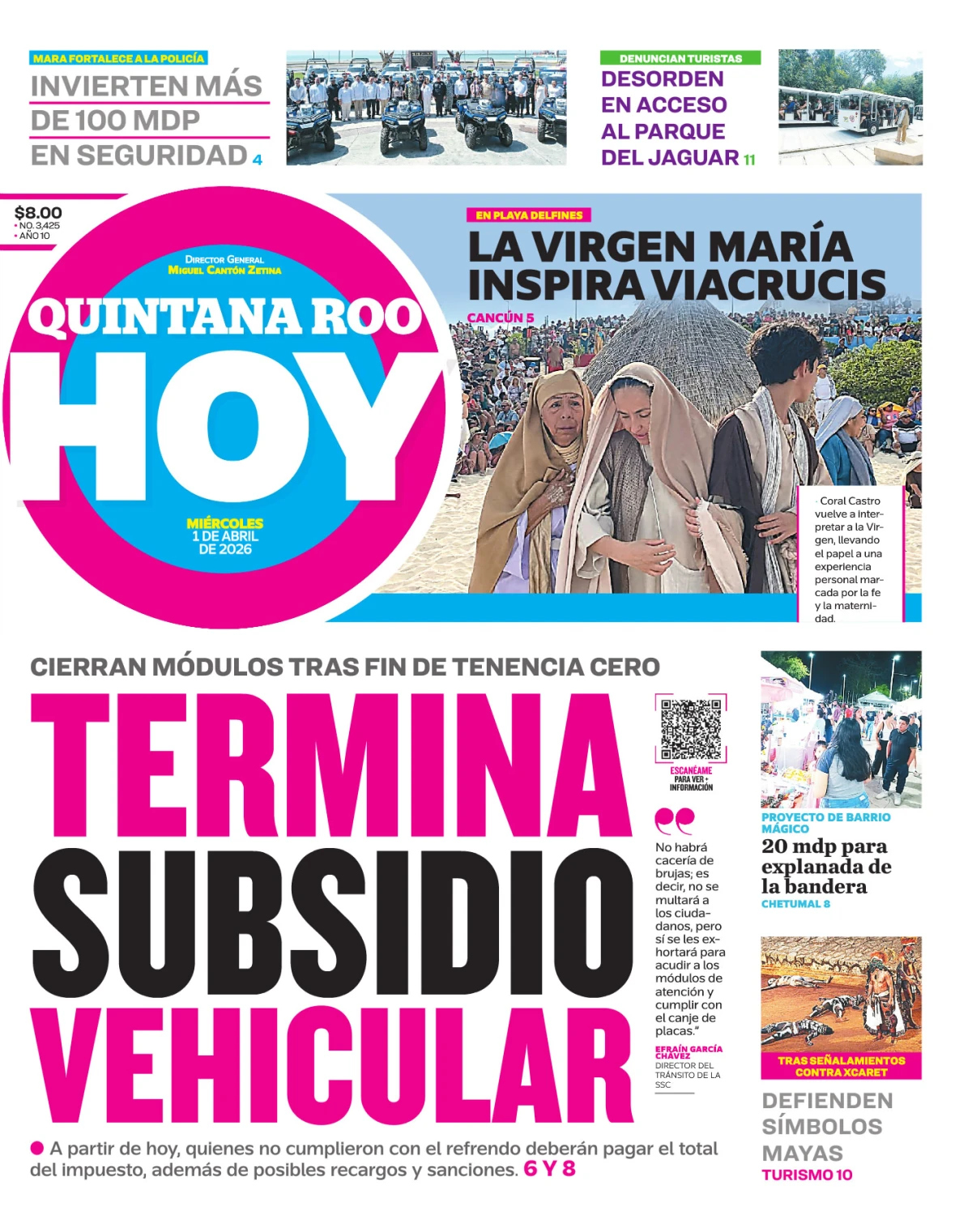 Portada de Quintana Roo Hoy (portada)