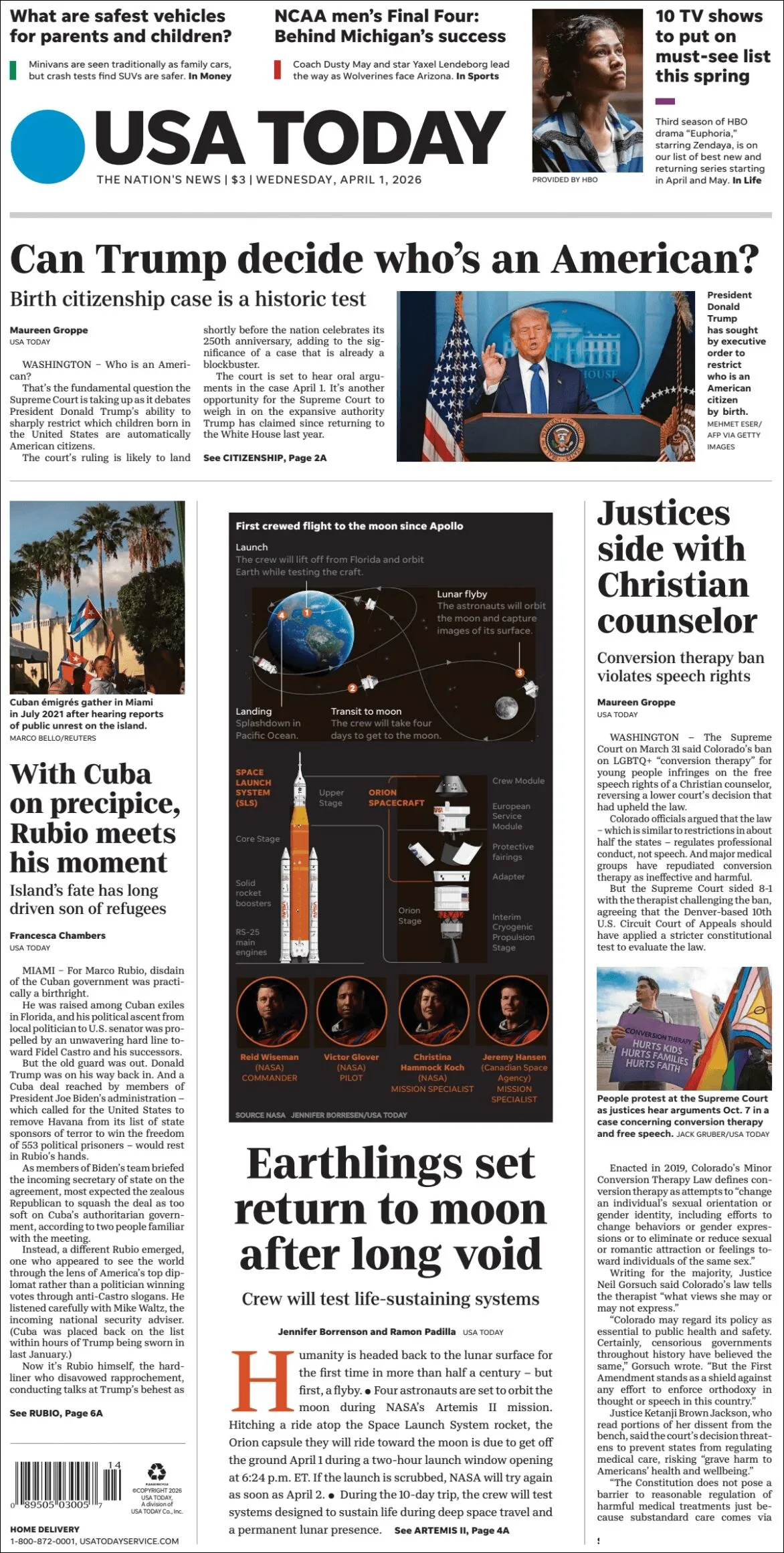 Portada de Usa Today