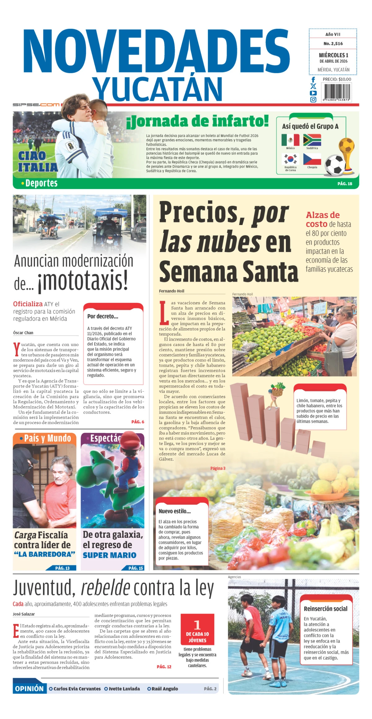 Portada de Novedades Yucatan
