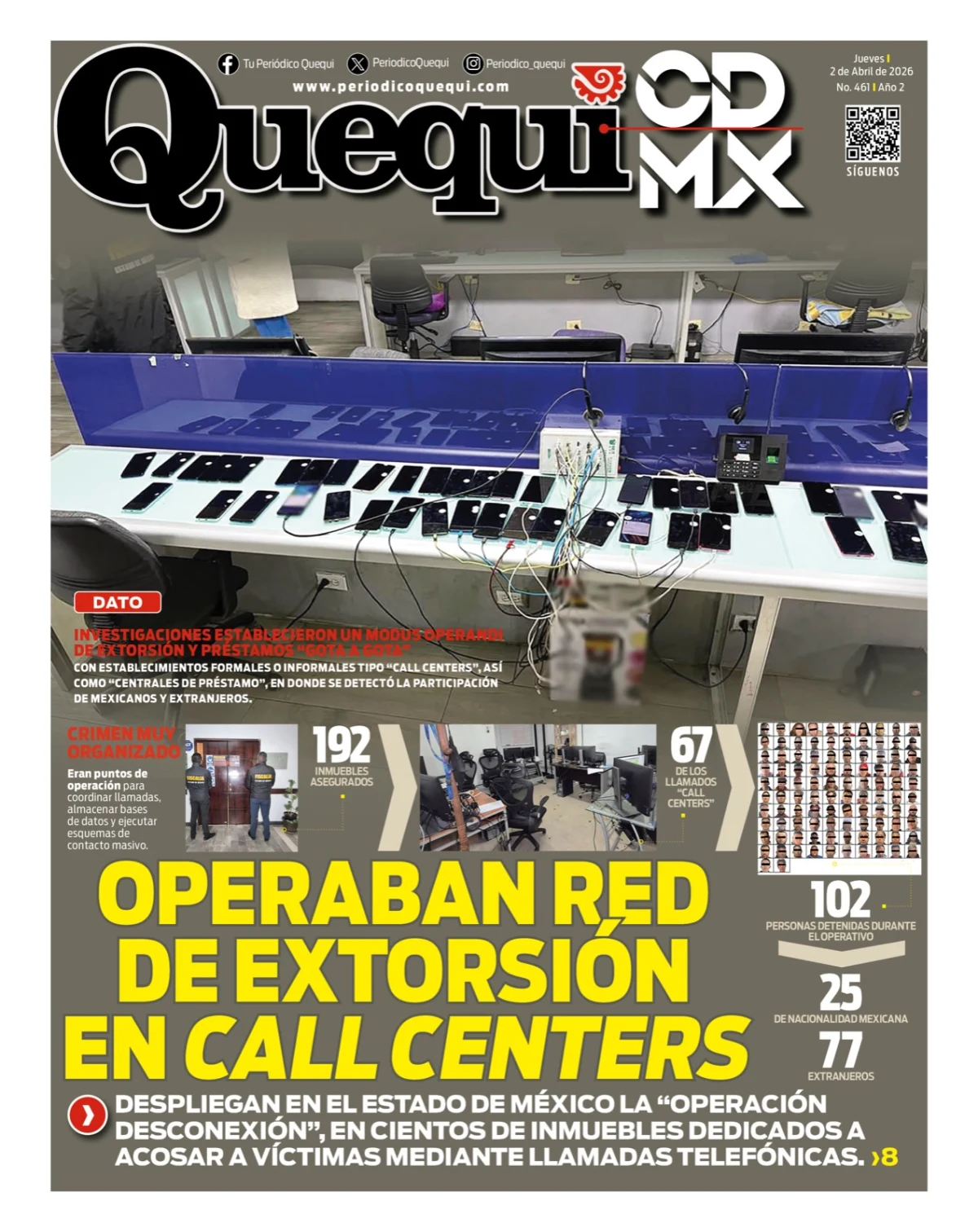 Portada de Quequi CDMX del jueves, 2 de abril de 2026