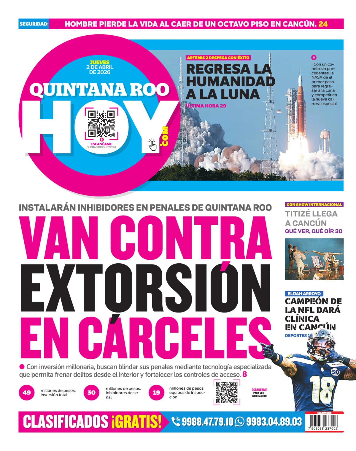 Portada de Quintana Roo Hoy (contraportada)
