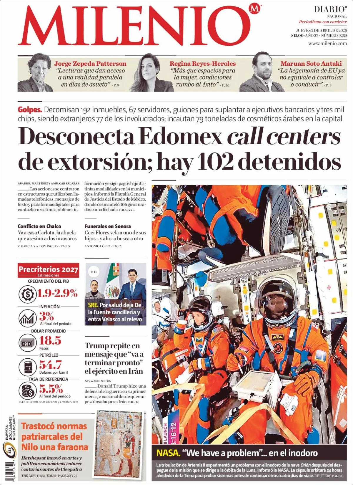 Portada de Milenio