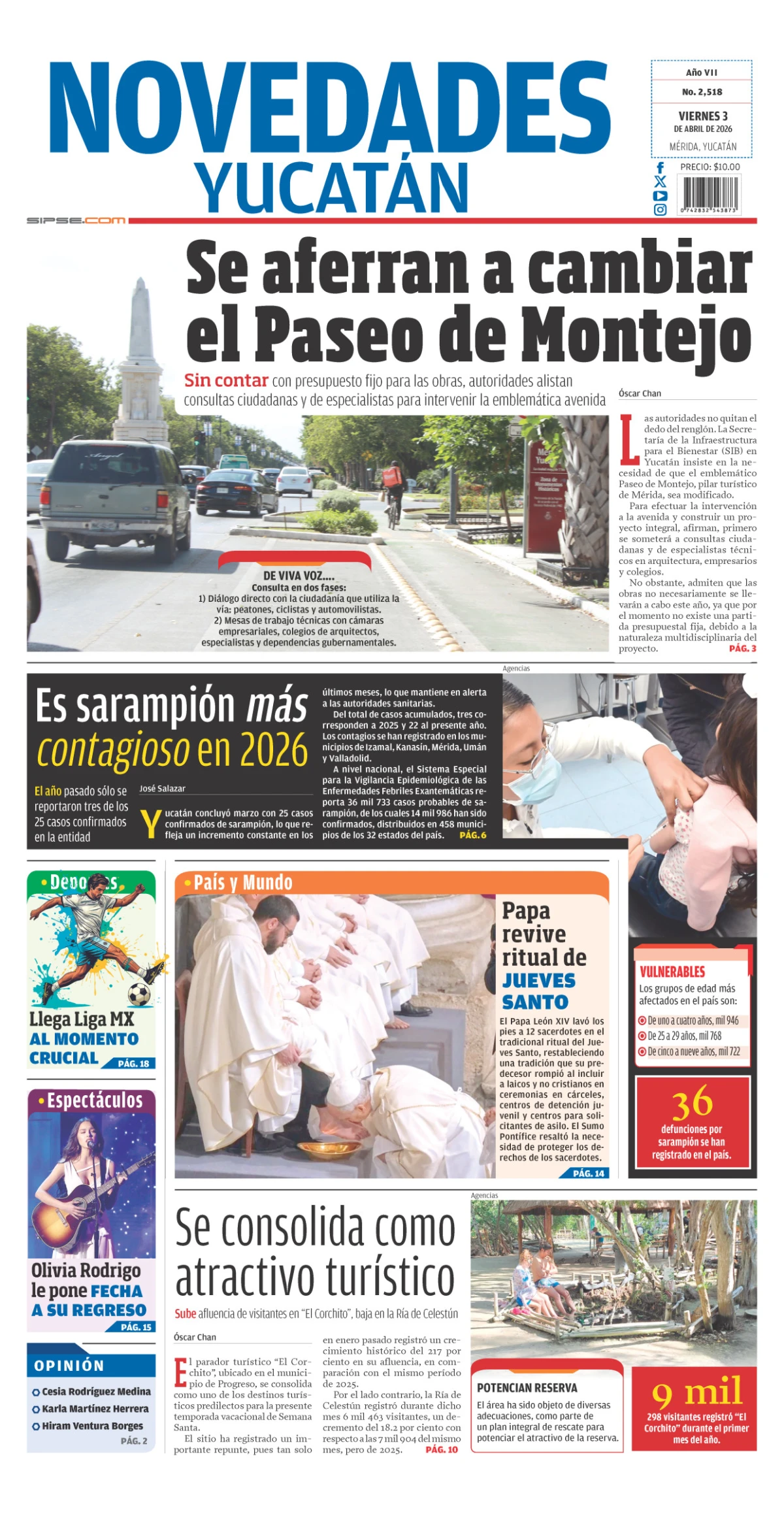 Portada de Novedades Yucatan