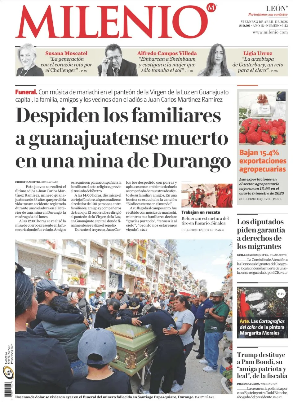 Portada de Milenio Leon del viernes, 3 de abril de 2026