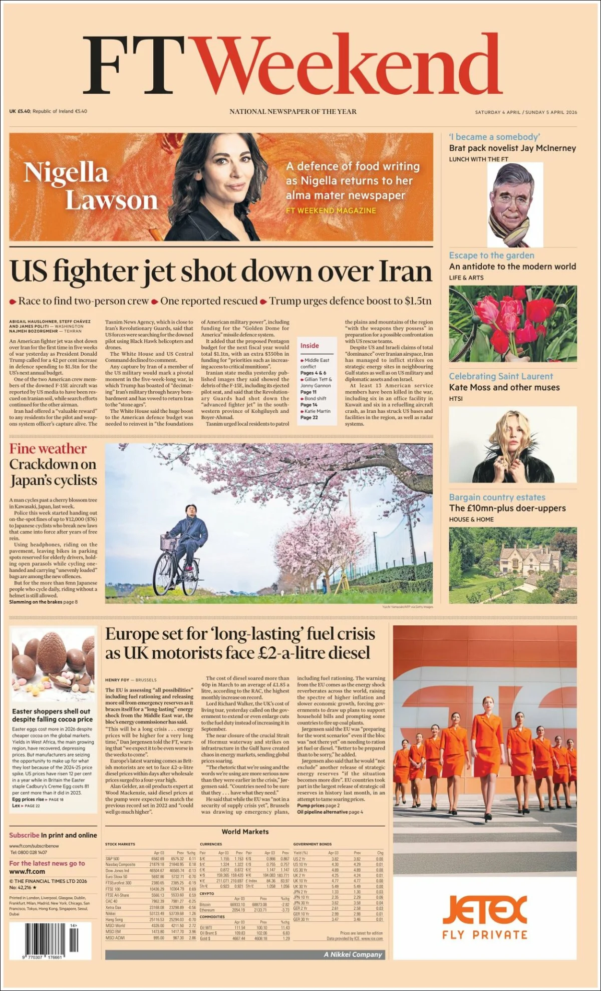 Portada de Financial Times del 2026-04-04
