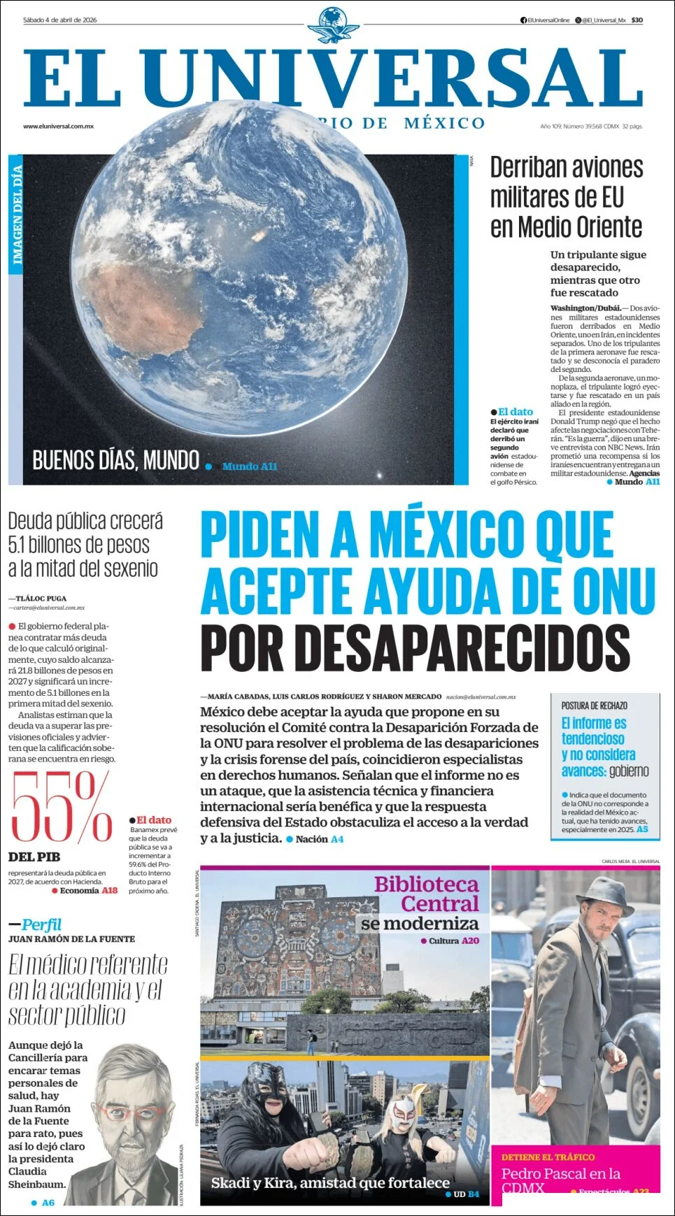 Portada de El Universal