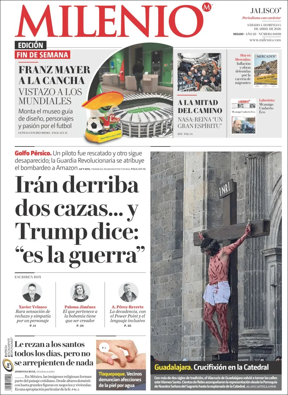 Portada de Milenio Jalisco del sábado, 4 de abril de 2026