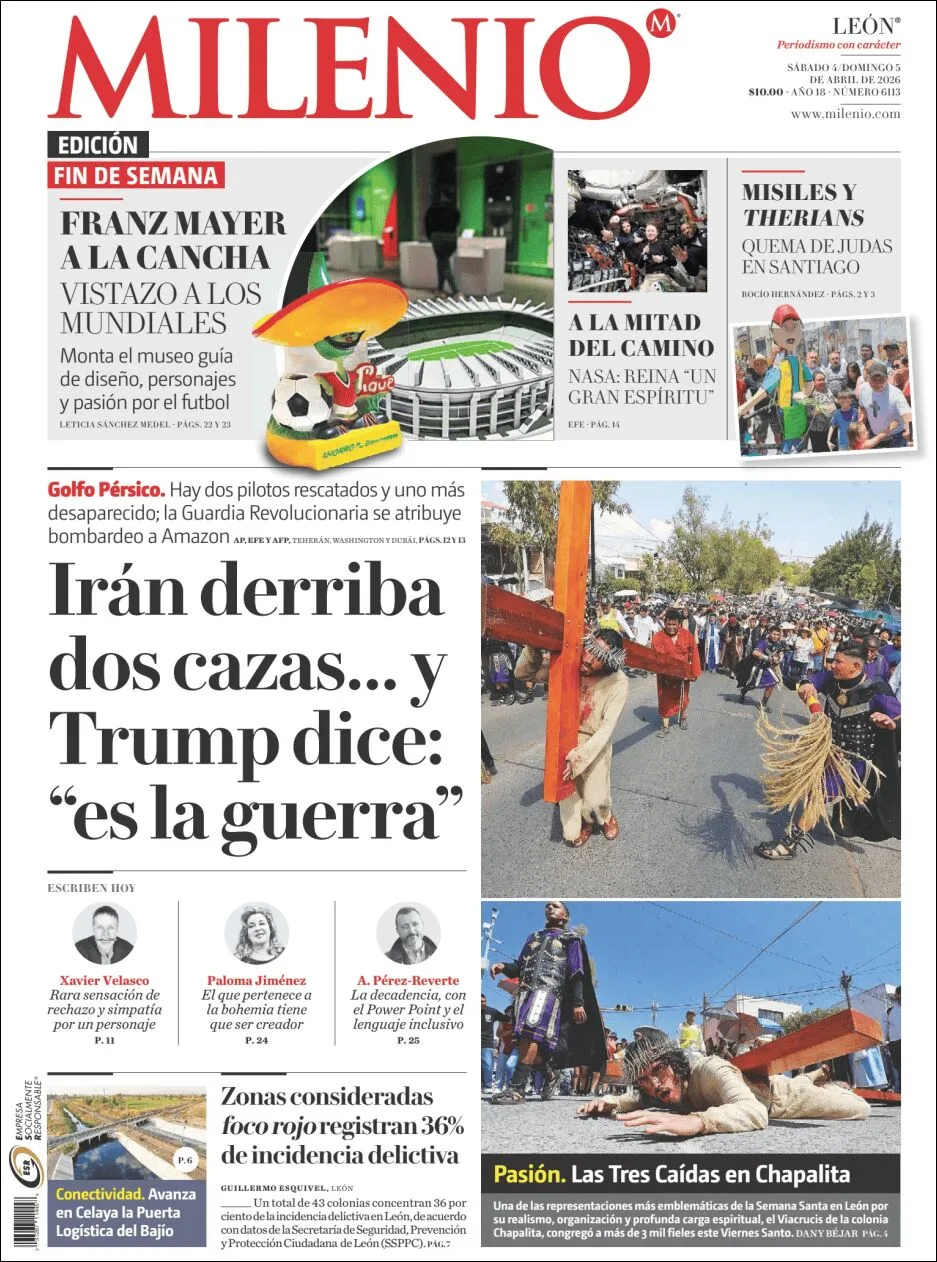 Portada de Milenio Leon del sábado, 4 de abril de 2026