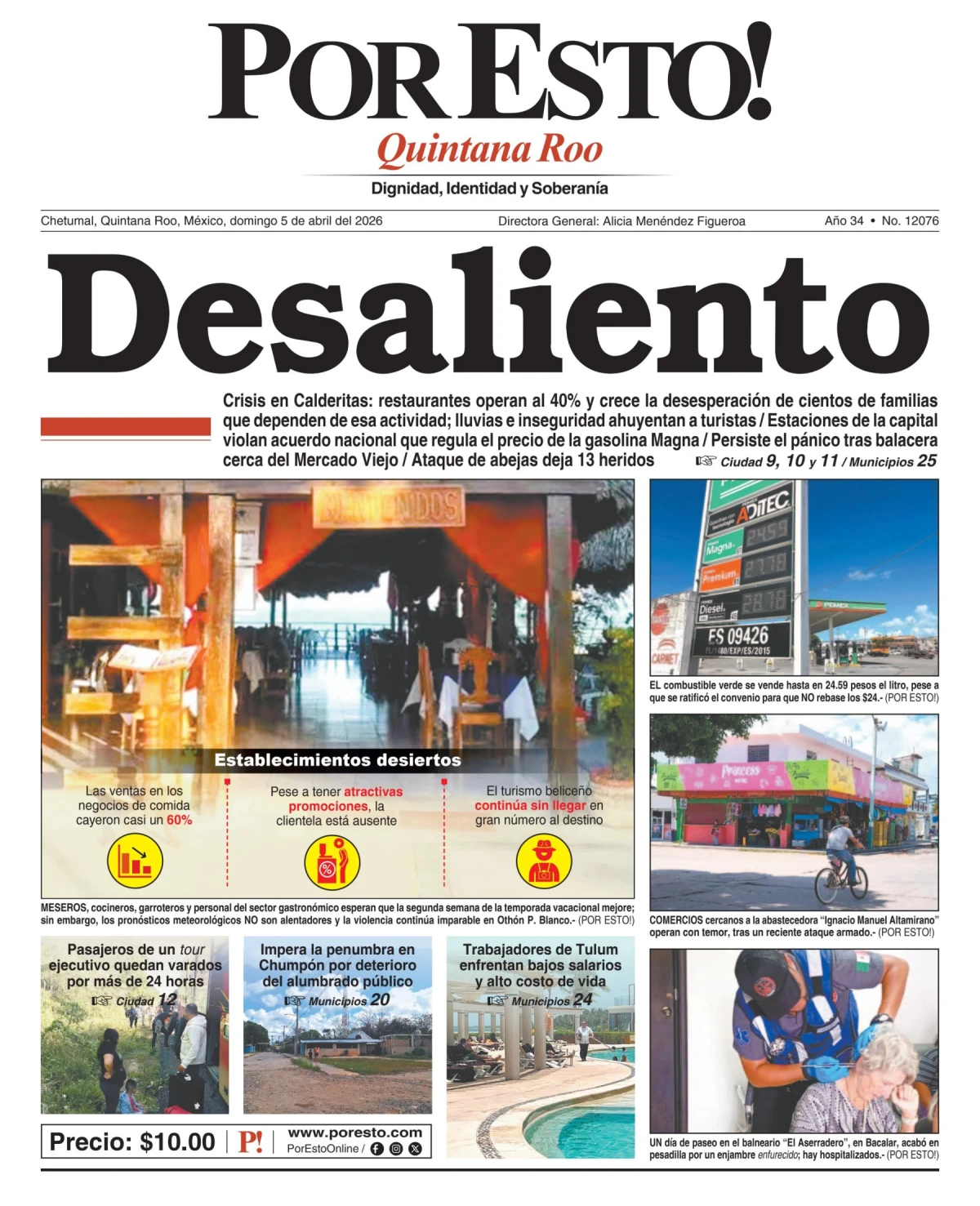 Portada de Por Esto (quintana Roo Chetumal) del domingo, 5 de abril de 2026