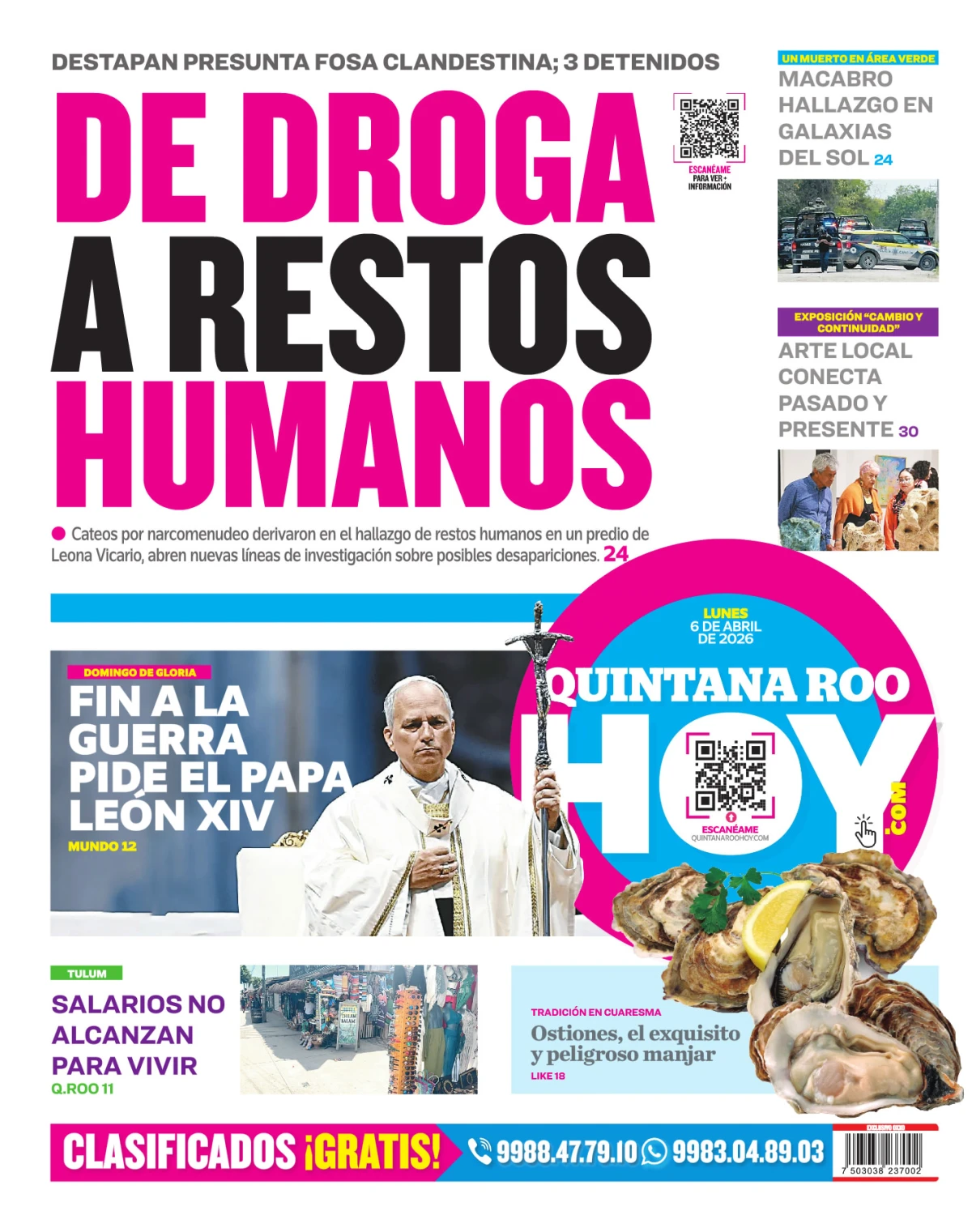 Portada de Quintana Roo Hoy (contraportada)