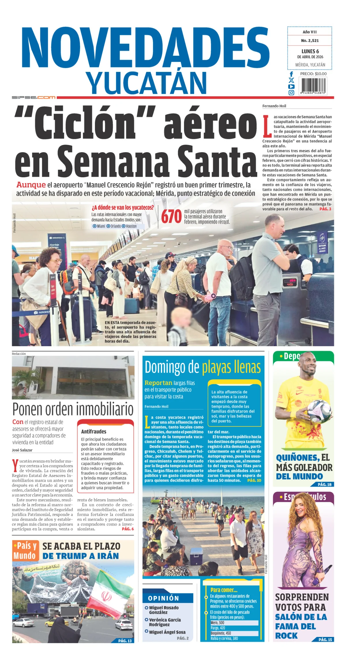 Portada de Novedades Yucatan
