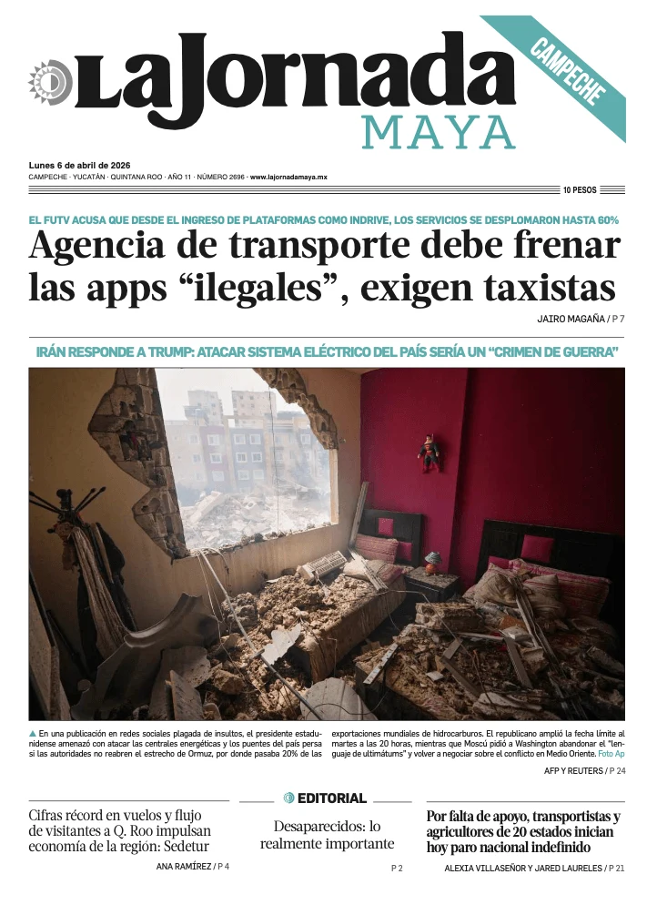 Portada de La Jornada Maya Campeche del lunes, 6 de abril de 2026