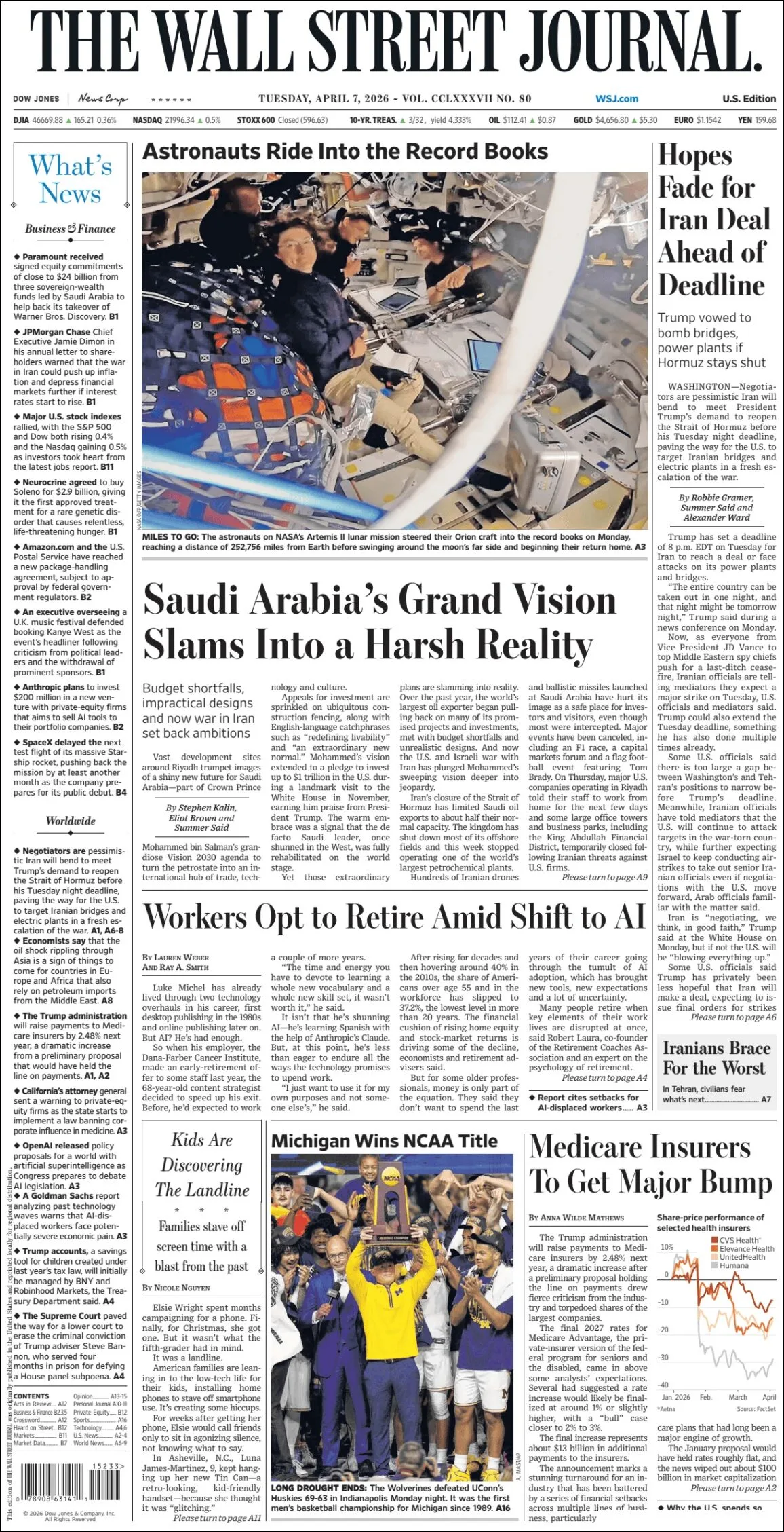 Portada de The Wall Street Journal