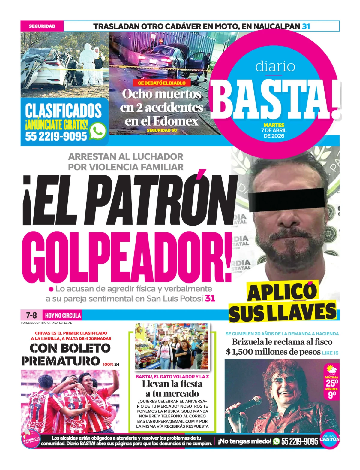 Portada de Basta! (contraportada) del martes, 7 de abril de 2026