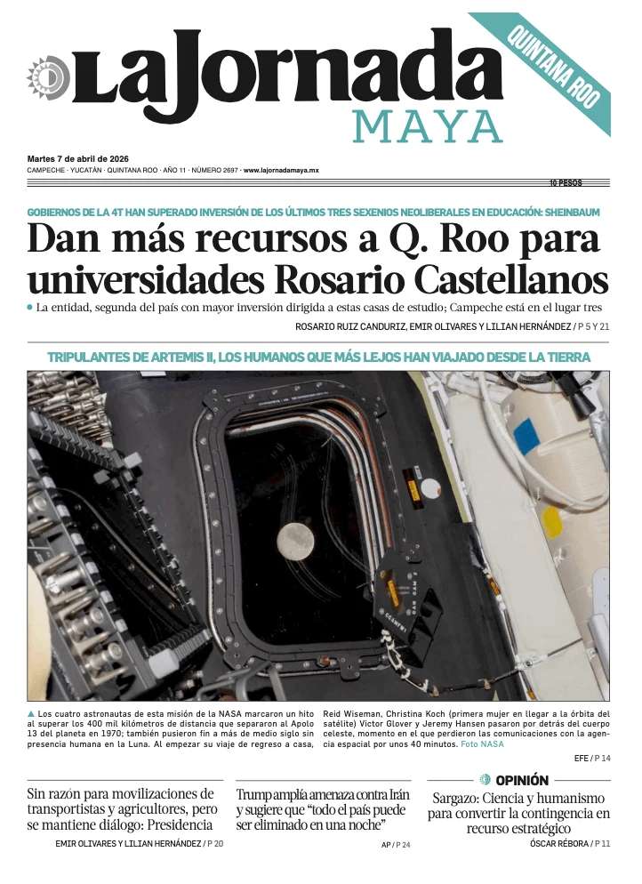 Portada de La Jornada Maya Quintana Roo del martes, 7 de abril de 2026