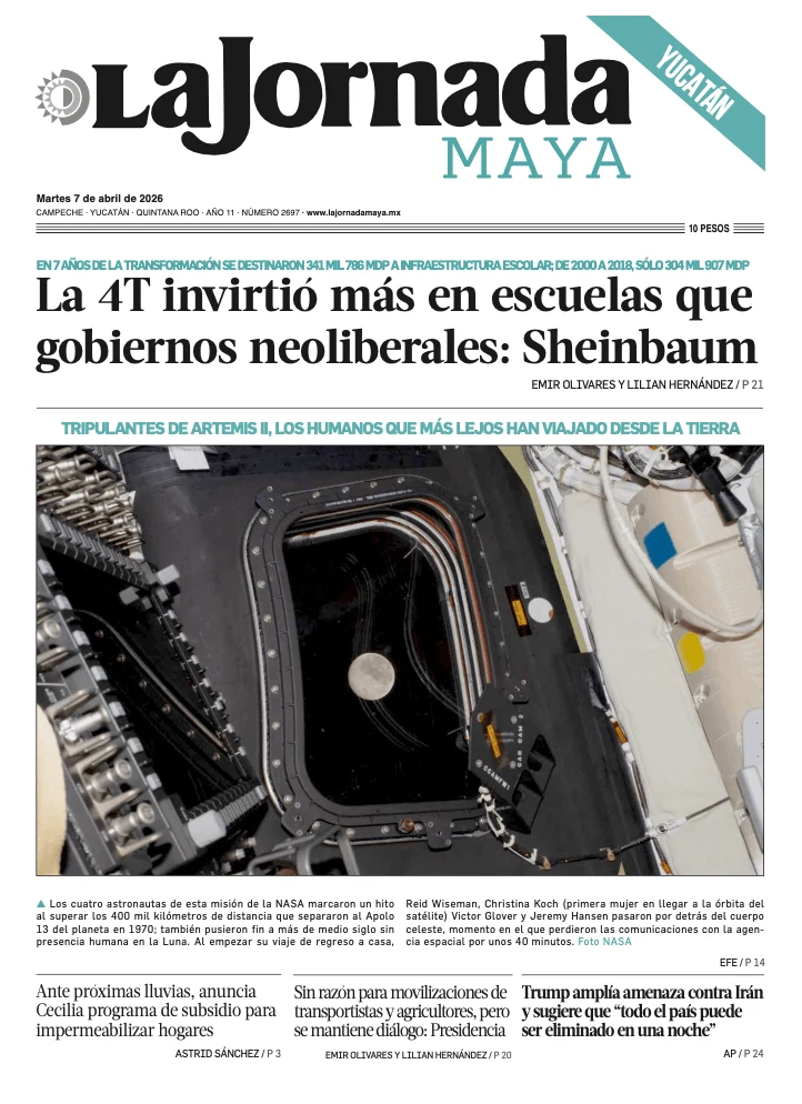 Portada de La Jornada Maya Yucatán del martes, 7 de abril de 2026
