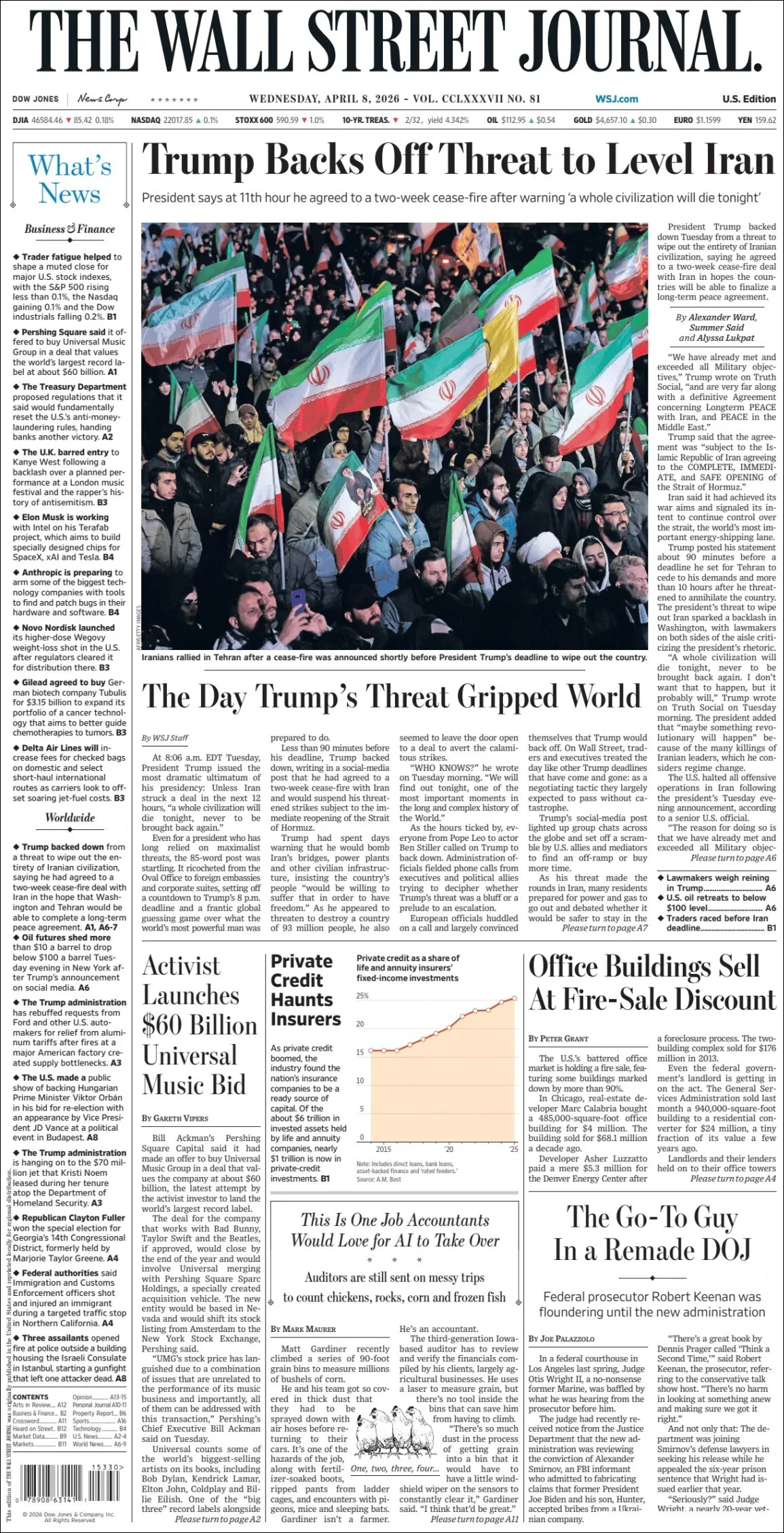 Portada de The Wall Street Journal