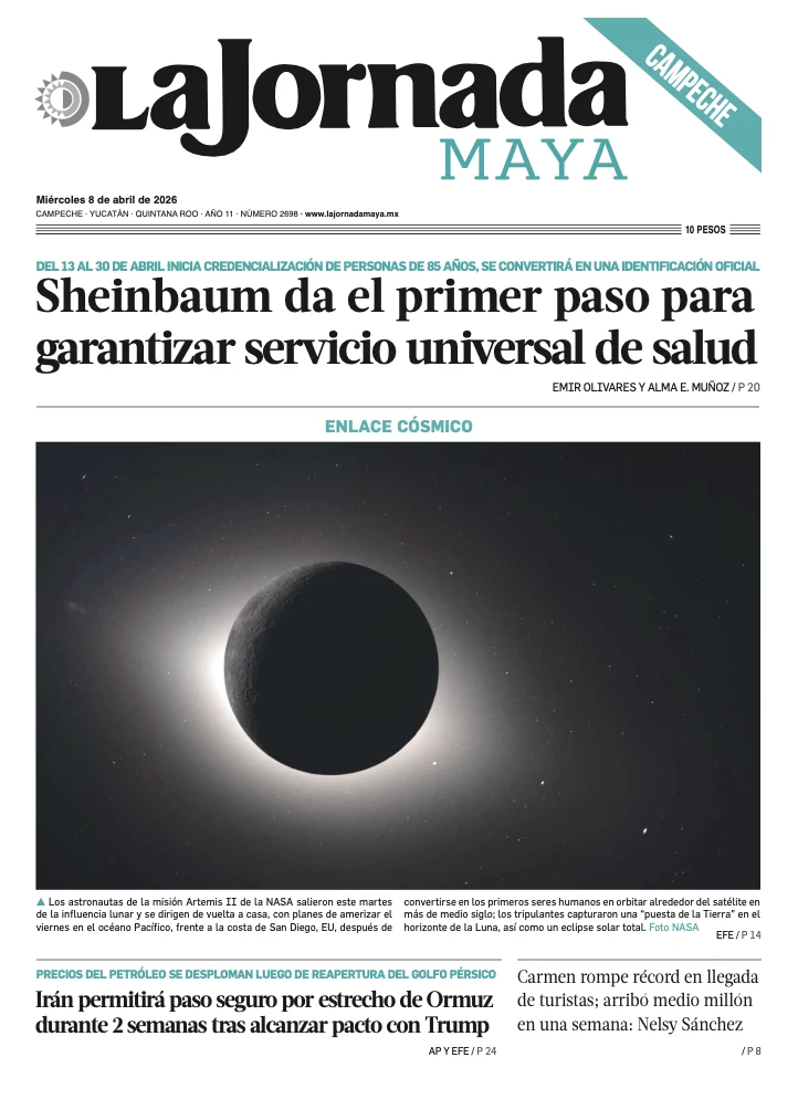 Portada de La Jornada Maya Campeche del miércoles, 8 de abril de 2026