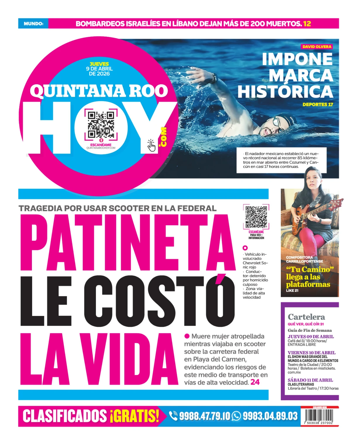 Portada de Quintana Roo Hoy (contraportada)