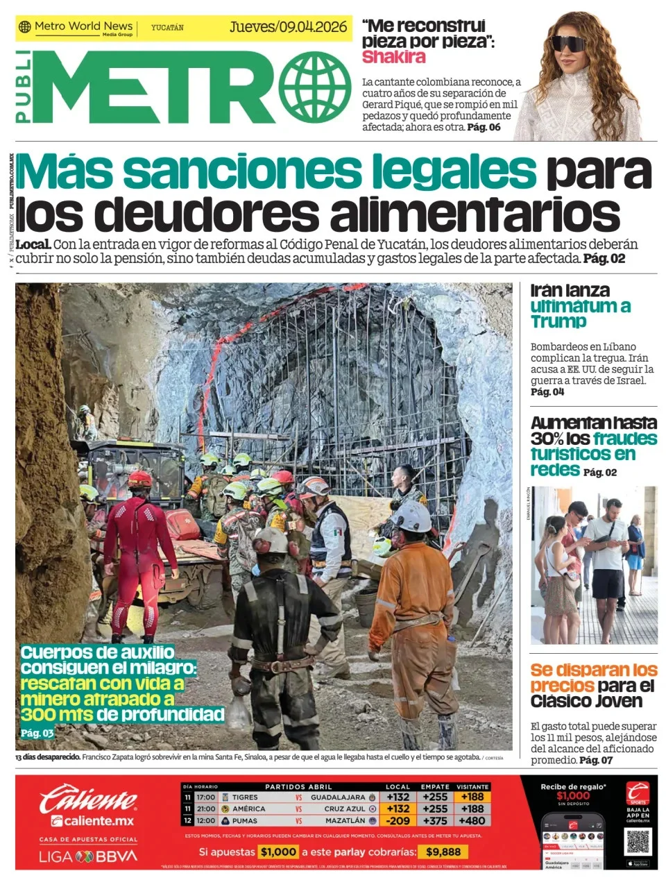 Portada de Publimetro Merida del jueves, 9 de abril de 2026