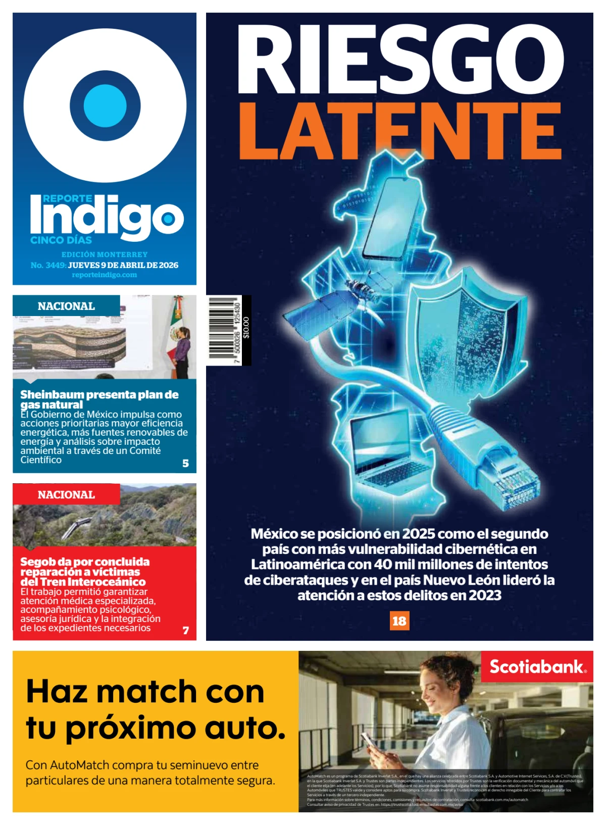 Portada de Reporte Indigo Monterrey del jueves, 9 de abril de 2026
