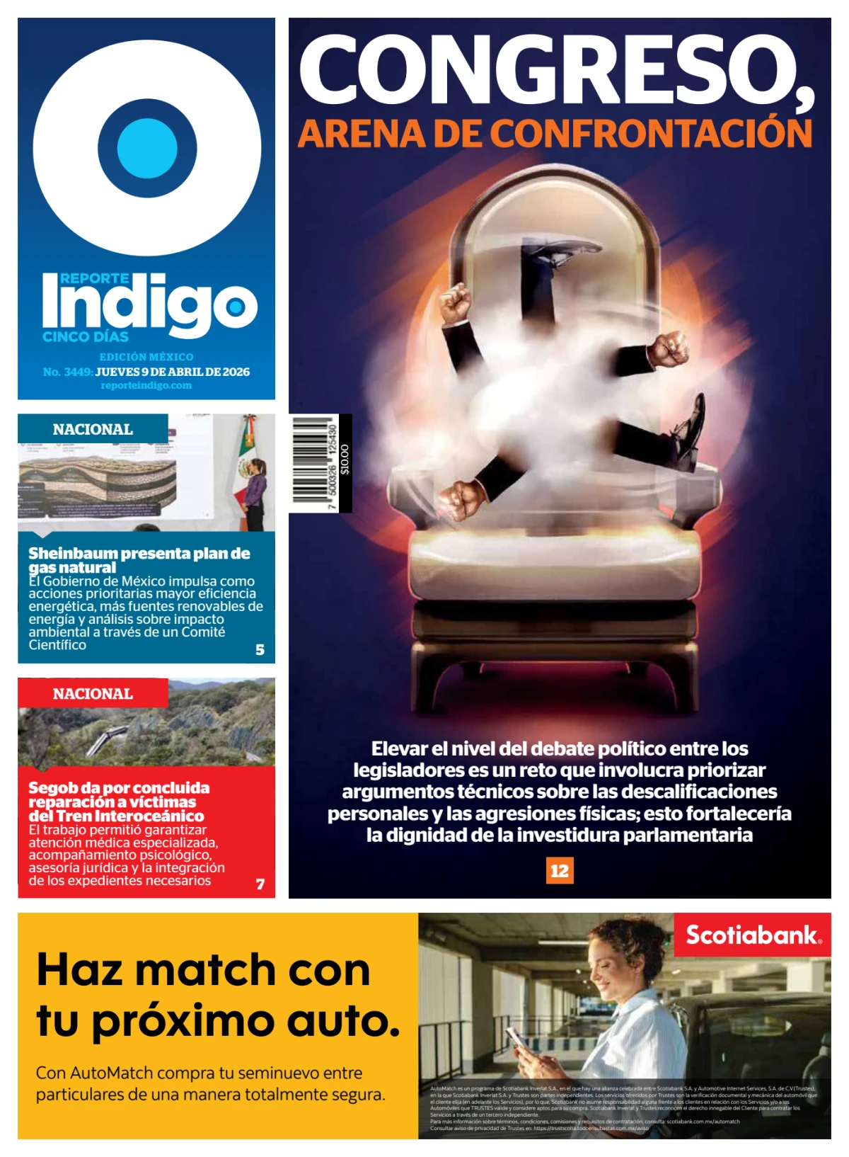 Portada de Reporte Indigo Nacional del jueves, 9 de abril de 2026