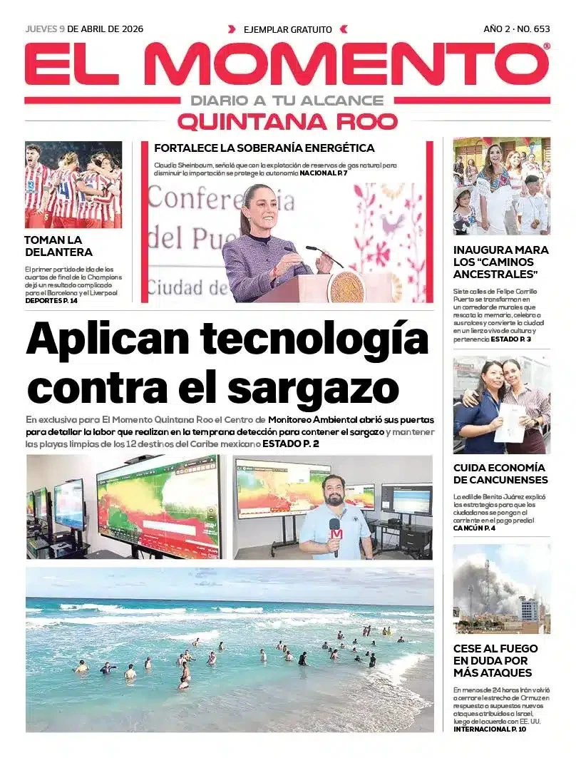 Portada de El Momento Quintana Roo del jueves, 9 de abril de 2026