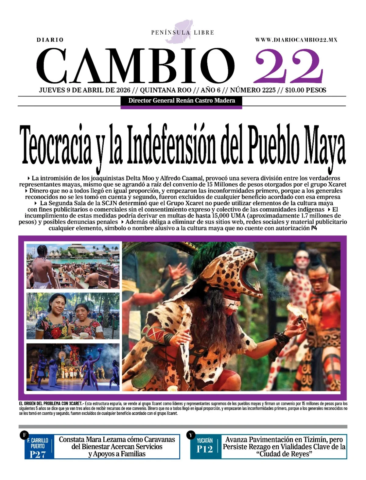 Portada de Diario Cambio 22 (portada) del jueves, 9 de abril de 2026