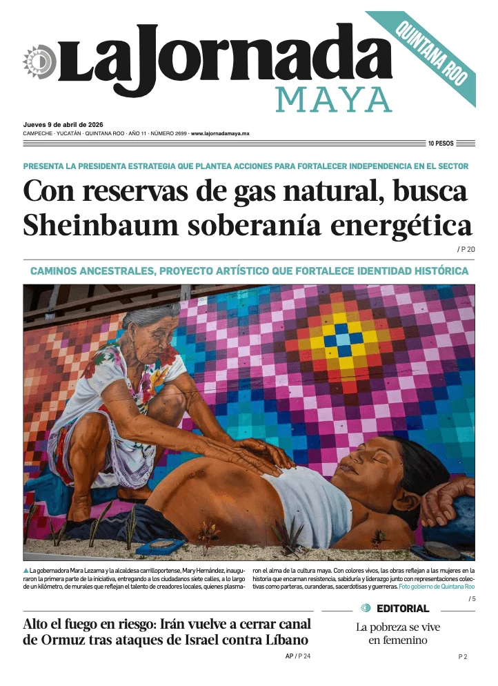 Portada de La Jornada Maya Quintana Roo del jueves, 9 de abril de 2026