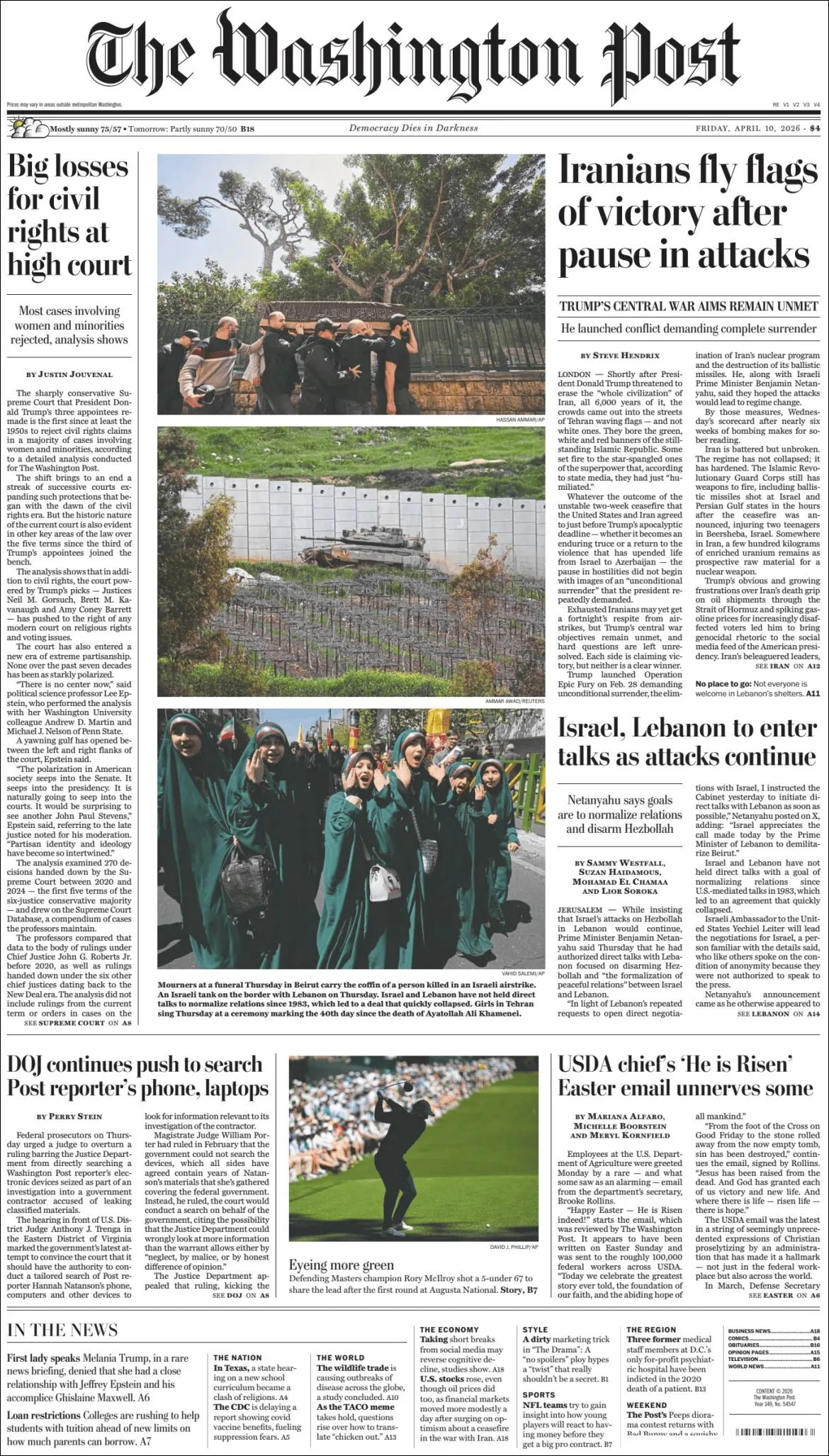 Portada de The Washington Post