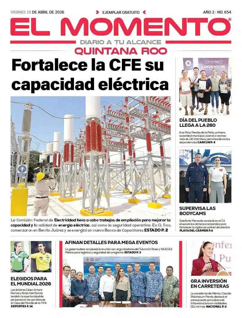 Portada de El Momento Quintana Roo del viernes, 10 de abril de 2026