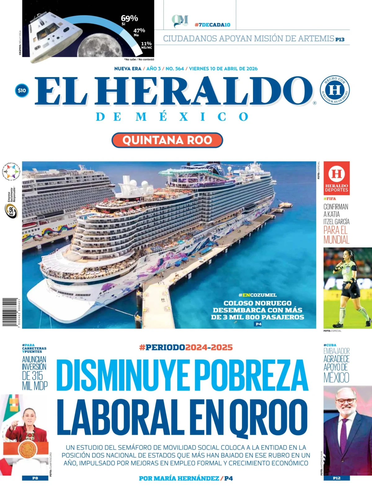 Portada de El Heraldo de Mexico - Quintana Roo