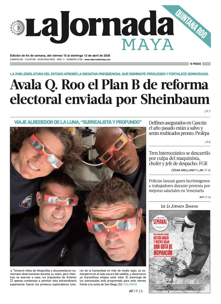 Portada de La Jornada Maya Quintana Roo del viernes, 10 de abril de 2026