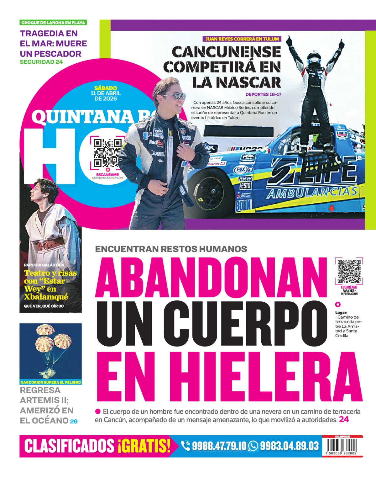 Portada de Quintana Roo Hoy (contraportada)