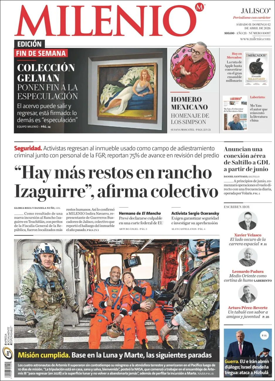 Portada de Milenio Jalisco del sábado, 11 de abril de 2026