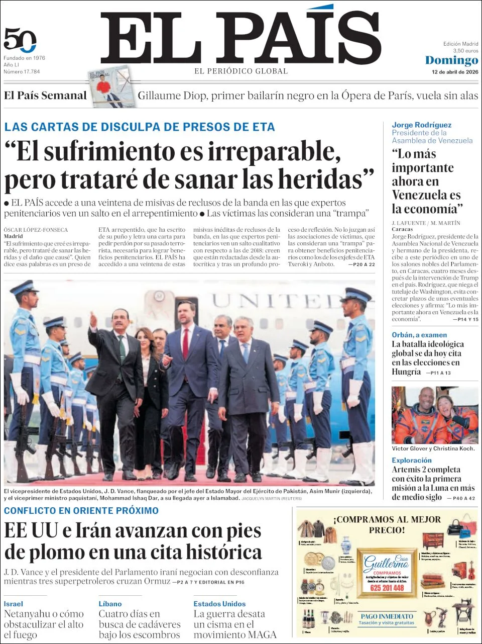 Portada de El Pais