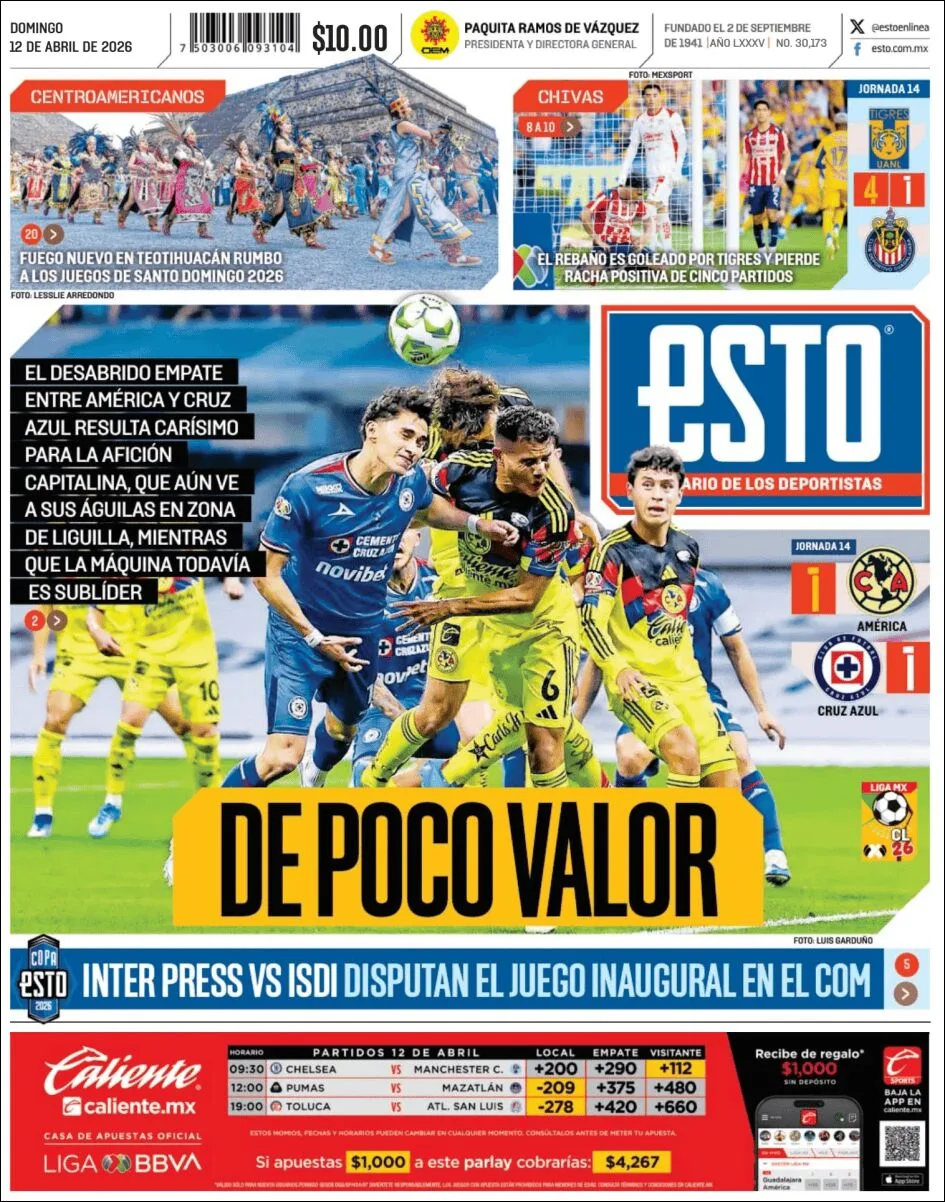Portada de Esto del domingo, 12 de abril de 2026