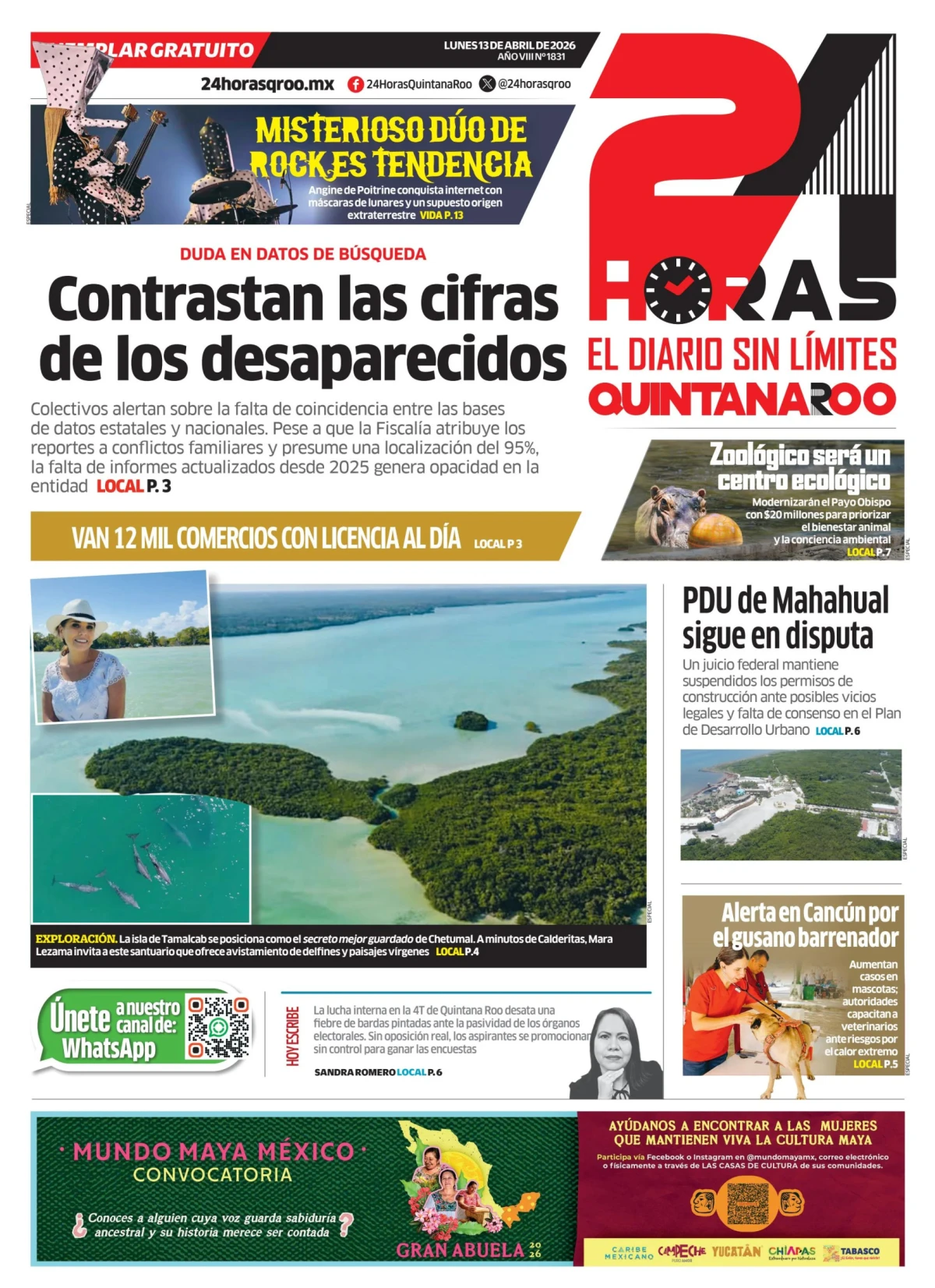 Portada de 24 Horas Quintana Roo