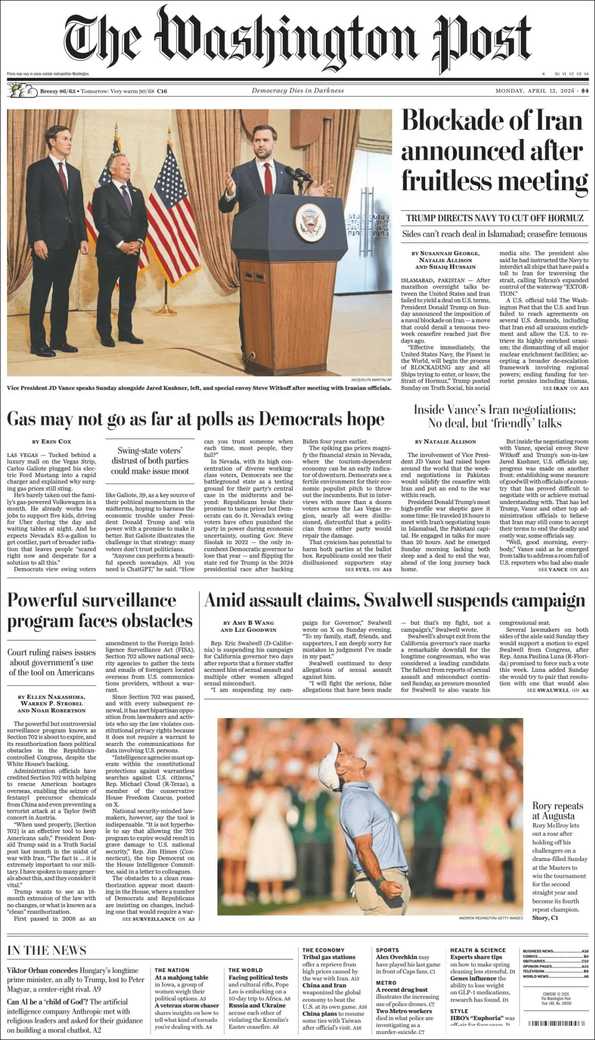 Portada de The Washington Post