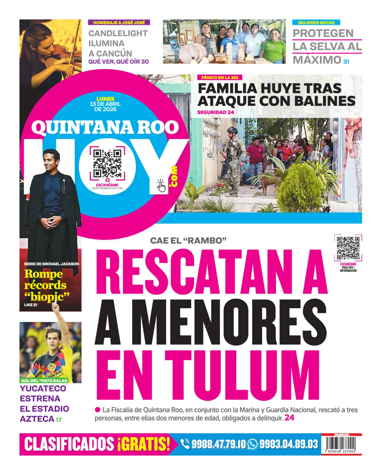 Portada de Quintana Roo Hoy (contraportada)