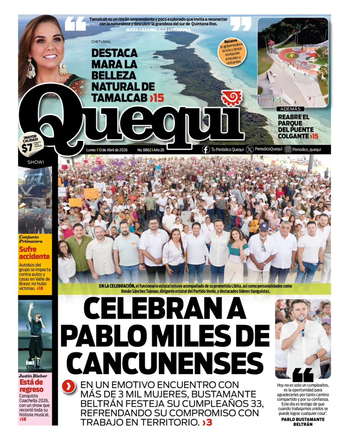 Portada de Quequi del lunes, 13 de abril de 2026
